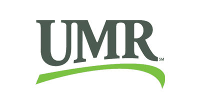 A black and green logo for umr