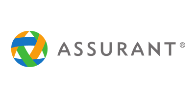 A black and white image of the word assura.