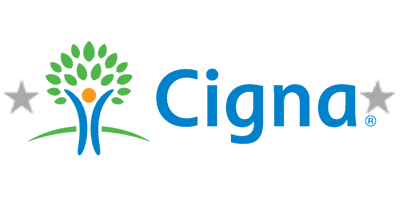 A black background with the word cigna written in blue.